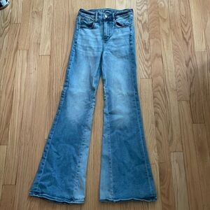 American Eagle super high rise crop flare jeans